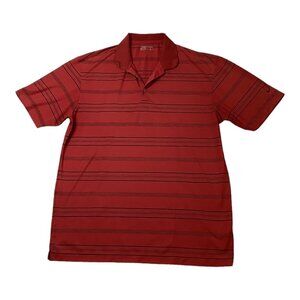 NIKE GOLF FIT-DRY POLO Red Striped SHIRT MENS Size XL Swoosh-Logo